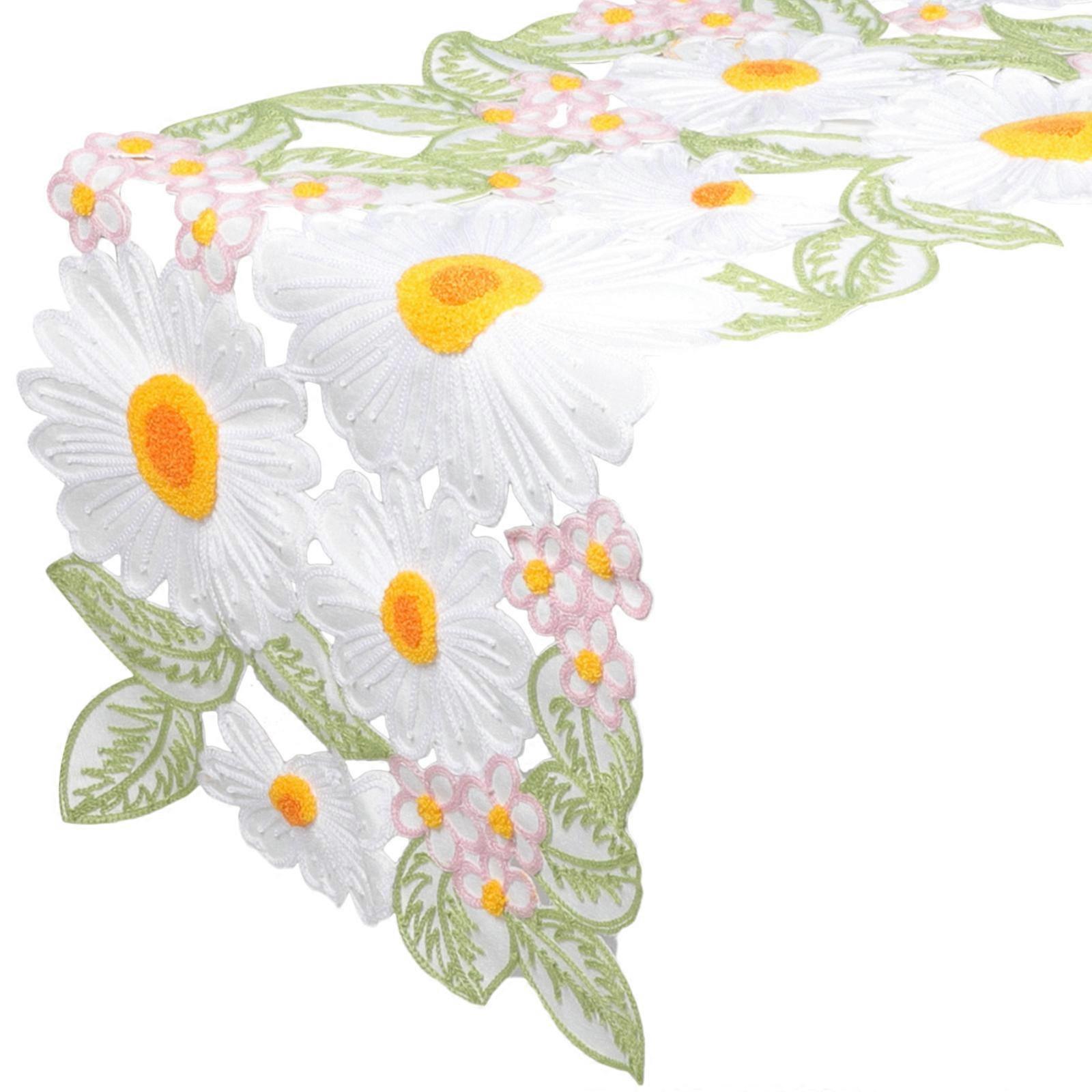 Rustic Floral Embroidered Table Runner for Dinning Table Decoration