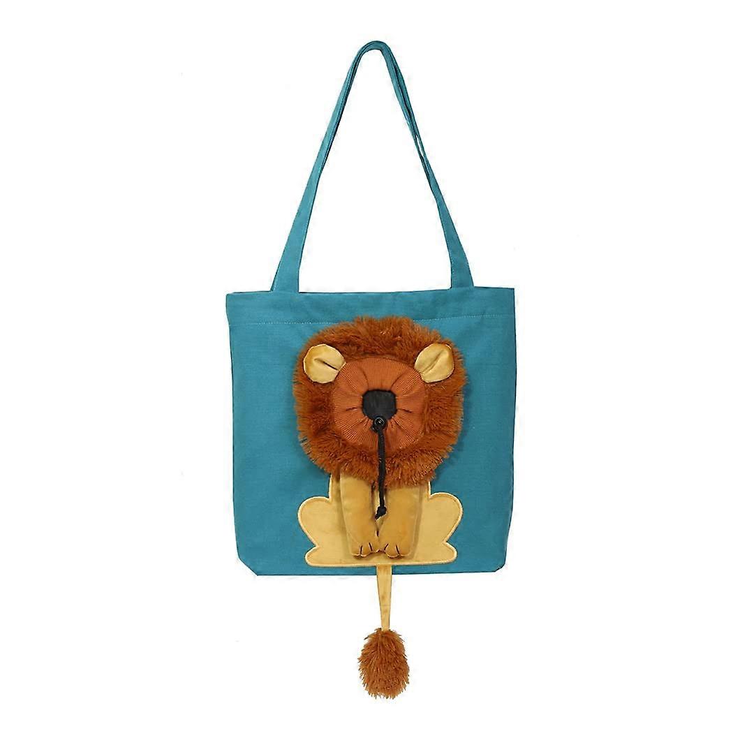 Cat Carrier Cartoon Lion Pet Carrier Portable Small Dog Cat Carrier Bag Foldable Multicolor One Size (Blue)