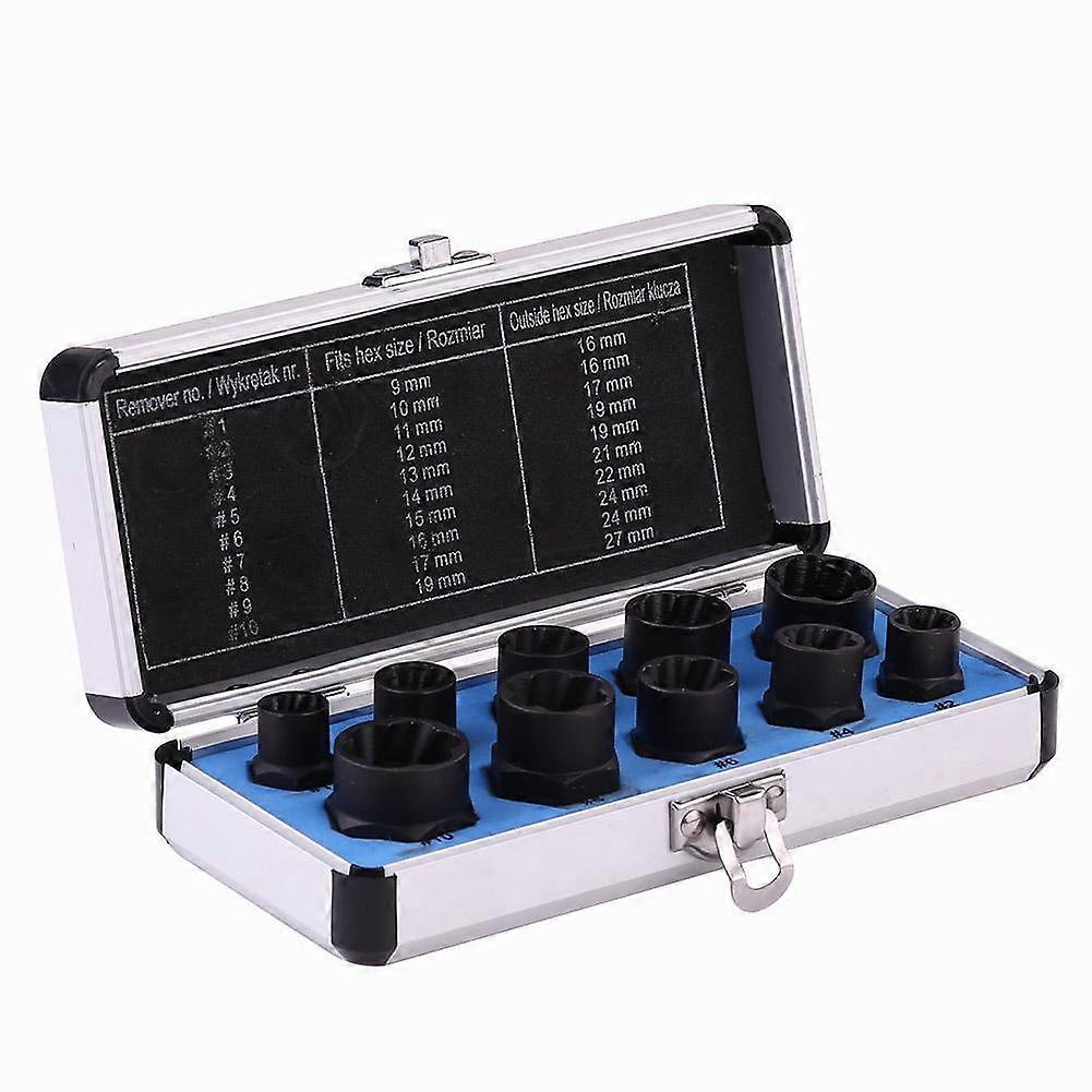 10Pcs 9-19mm Broken Screw with Nut Remover Kit Stud Extractor Broken Screws Screw Remover Screw Remover Hand Tool Kit Threading Tool