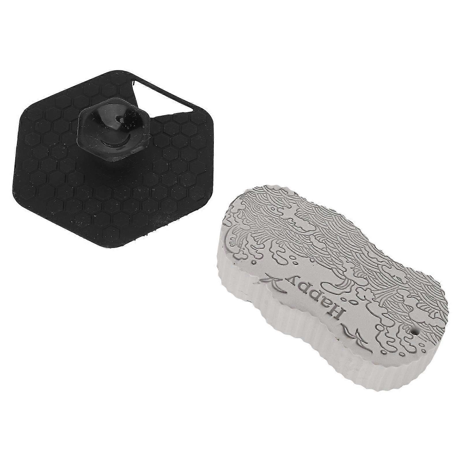 2PCS Multi-Functional 3D Polygon Shape Shower Brush Set - Quick Rebound Black & Gray Bath Brushes for Exfoliating & Massaging Skin