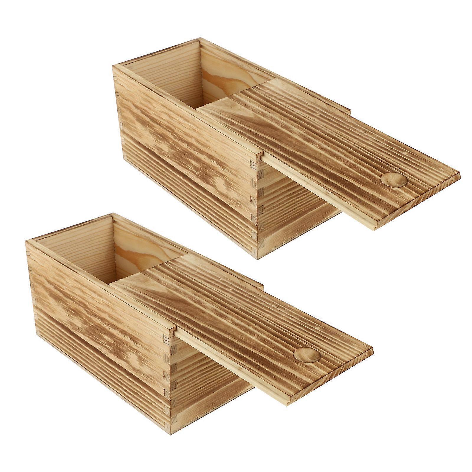 Brown Synthetic Sliding Boxes for Storage and Sturdy with Lid 2 Pieces