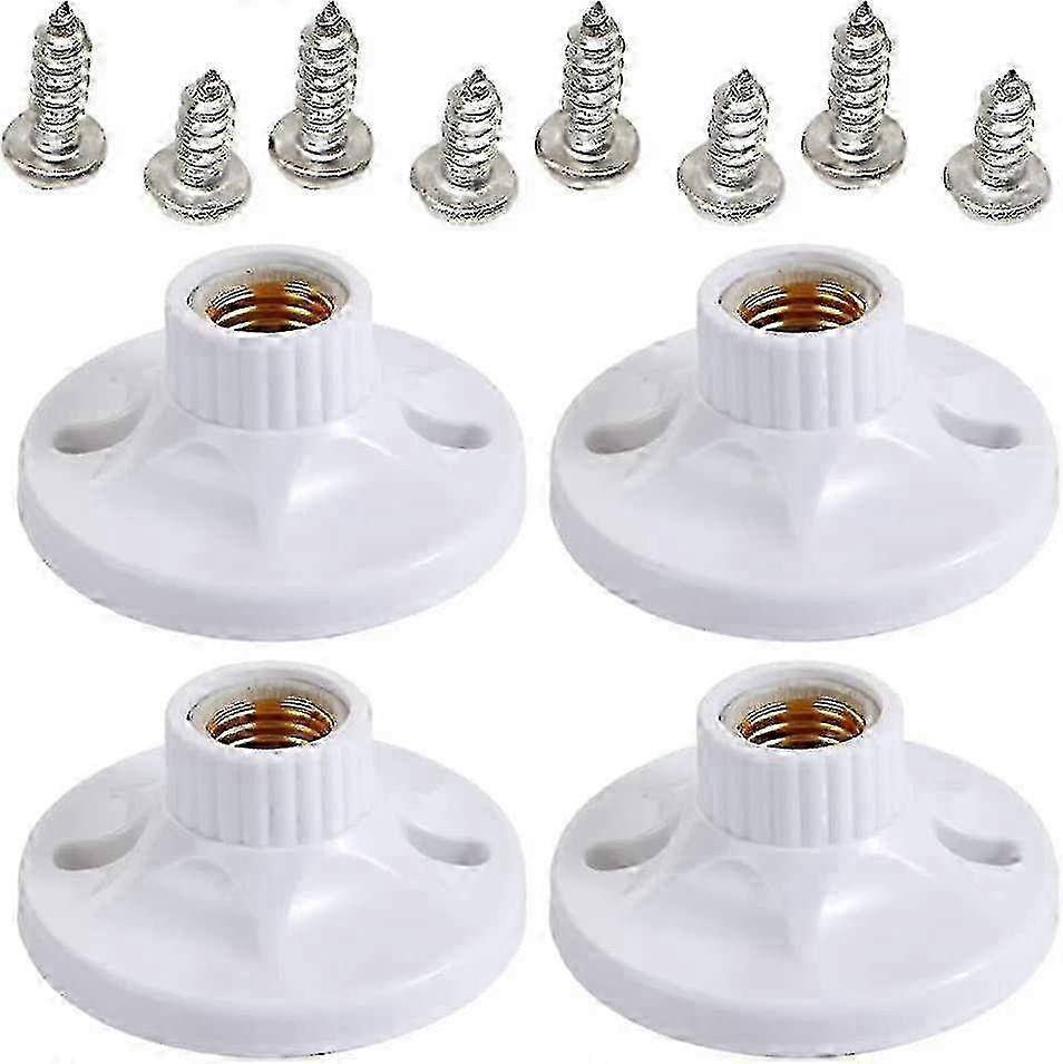 Set of 4 White Ceramic E27 Screw Cap Ceiling Light Socket Holders - Durable Lamp Fixture Adapter for Home Lighting