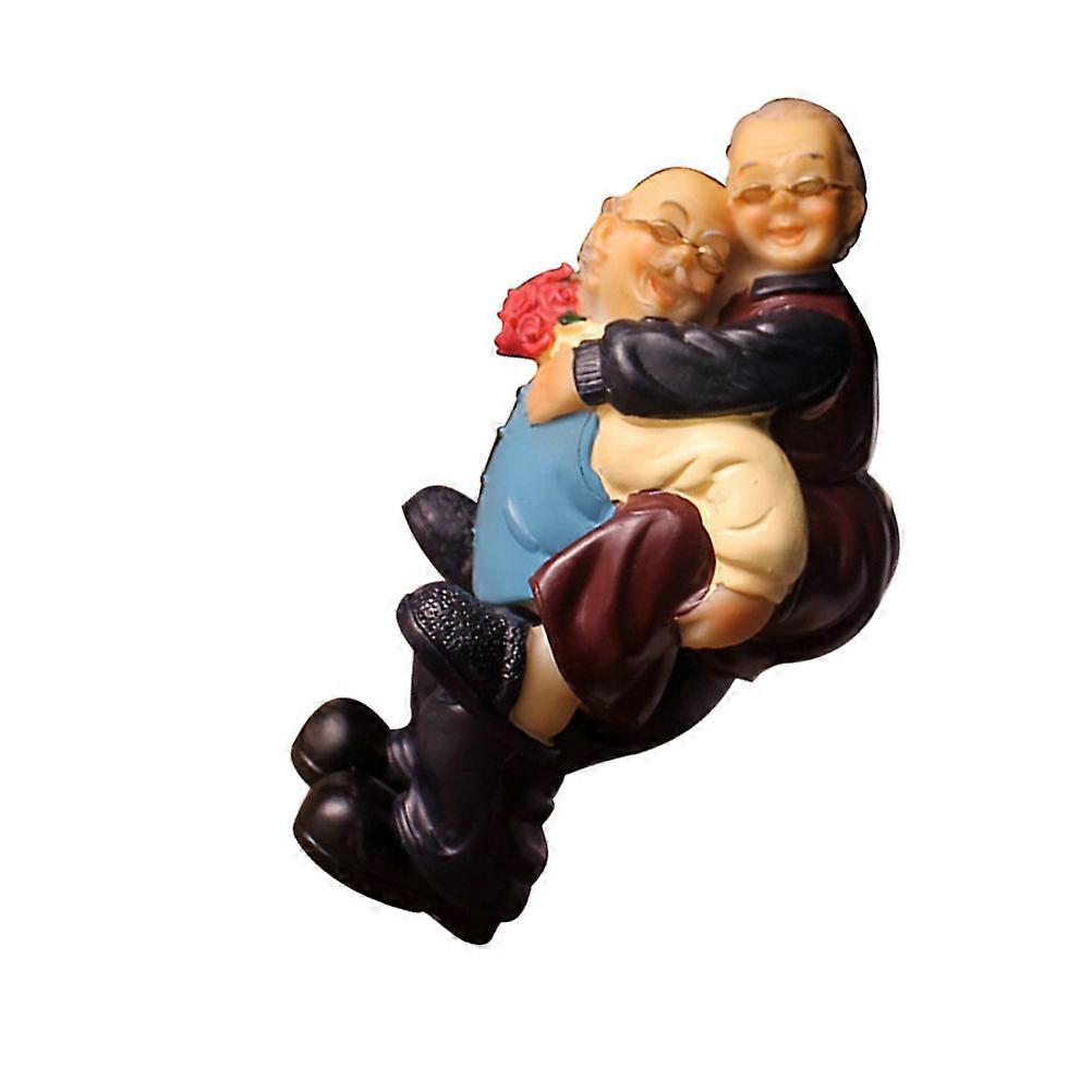 Elderly Couple Figurine Multi Color Resin Craft Decoration Designed for Table Desk Shelf Ornaments 1Set
