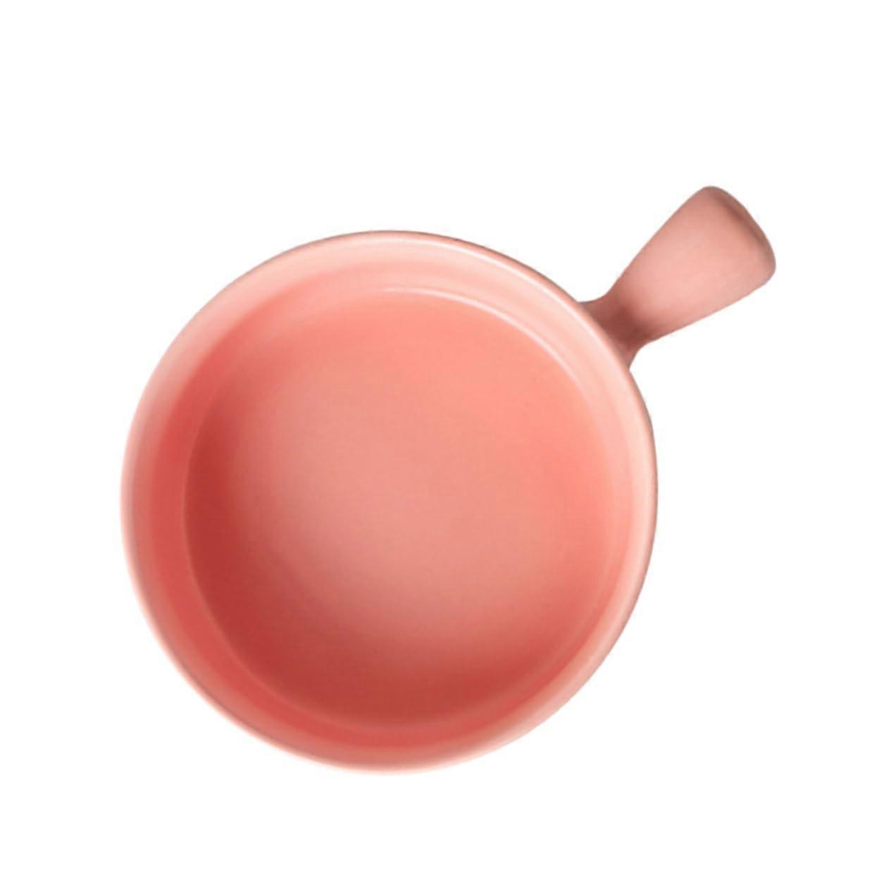 Baking Bowl with Handle, Ceramic Soup Bowl for French Onion Soup and Fruit Cake, Easy Clean Pink Japanese Style Cup