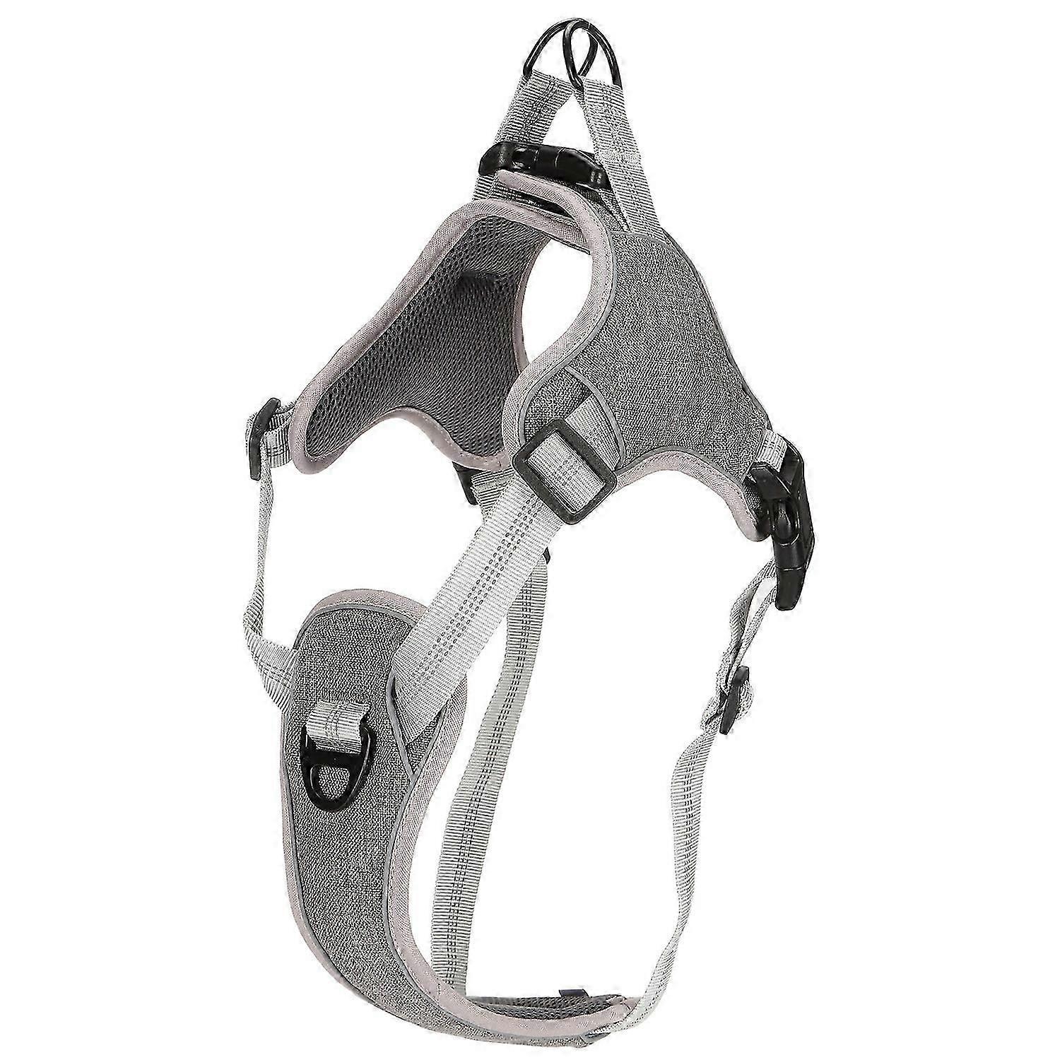 Adjustable No Pull Harness Reflective Chest and Back Vest Harness for Medium and Large DogsGrey L