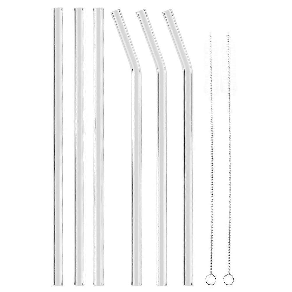 Reusable Eco friendly Glass Drinking Straw with Cleaning Brush Transparent Convenient Tableware