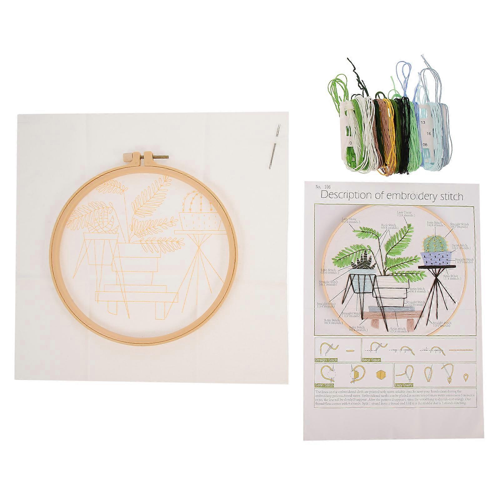 Handmade Embroidery Starter Kit with Bamboo Frame – Complete DIY Kit for Beginners, Elegant Floral Design for Home Decoration