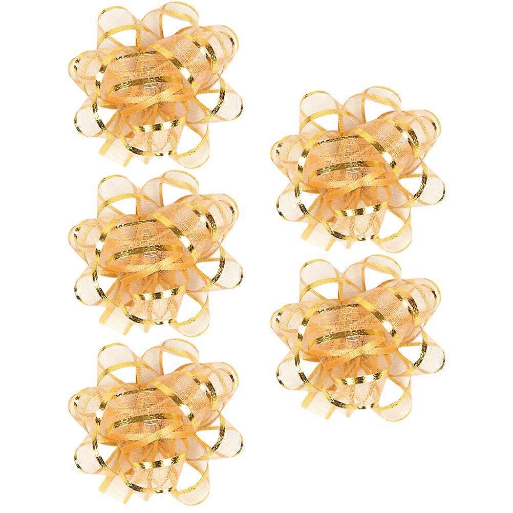 5Pcs Fashionable Design Semi-Circular Gift Bows For Various Occasions Including Birthdays And Weddings In Golden