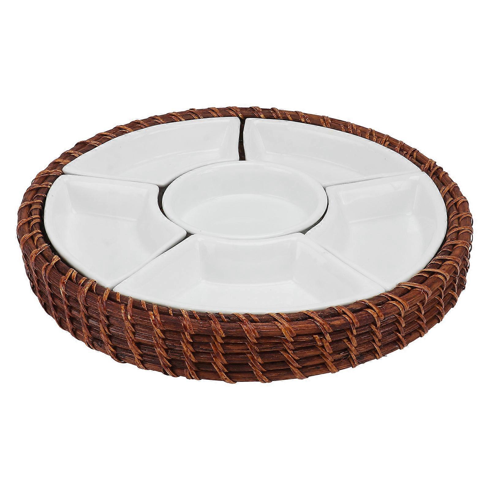 Rattan Tray 1 Set For Household Snack Storage Ideal For Tea Time With Assorted Color And Simple Design