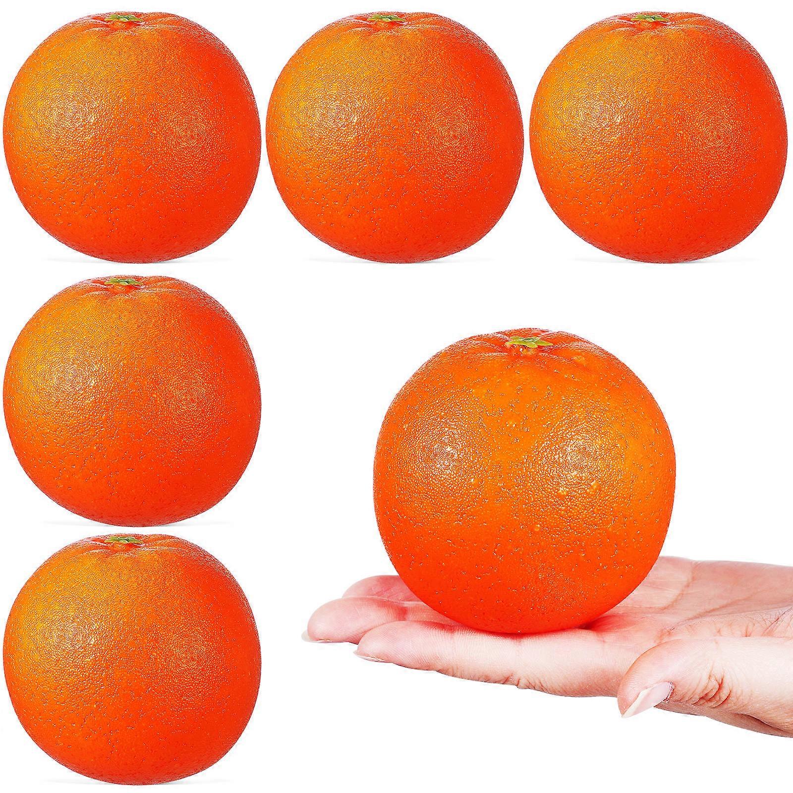 6pcs Realistic Artificial Oranges Faux Fruit Models for Decoration, Education, and Photography Props – Lifelike Design with High Detail for