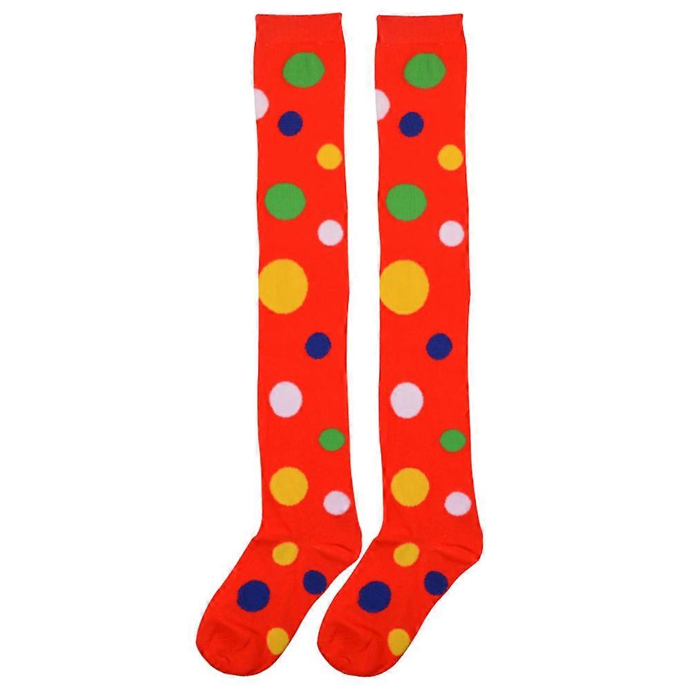 Clown Cosplay Socks with Good Elasticity and Anti Slip for Comfortable Wearing Red Acrylic Cotton Over The Knee Socks