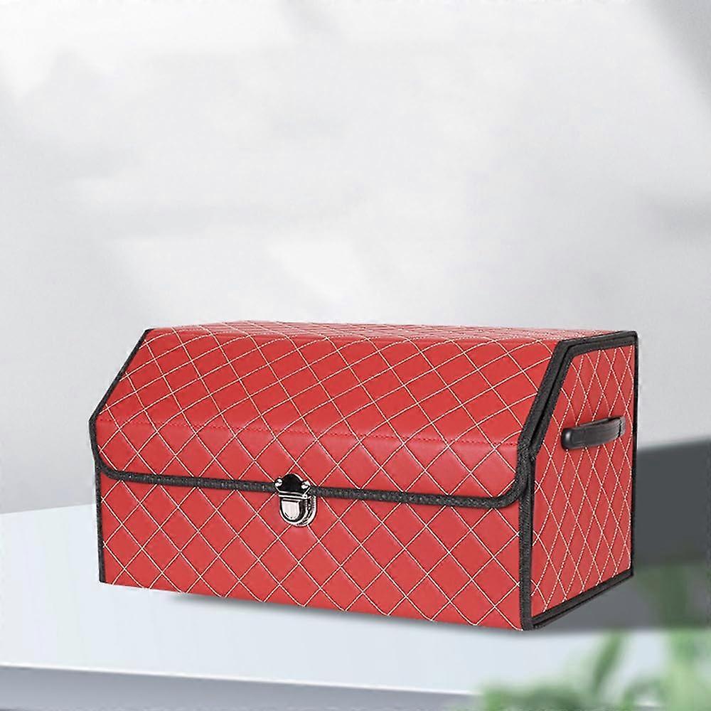 Foldable Boot Bag for HONDA Fit Jazz 2004-2025, Waterproof Organizer with Lid, Non-Slip, 53cm Red Storage Box
