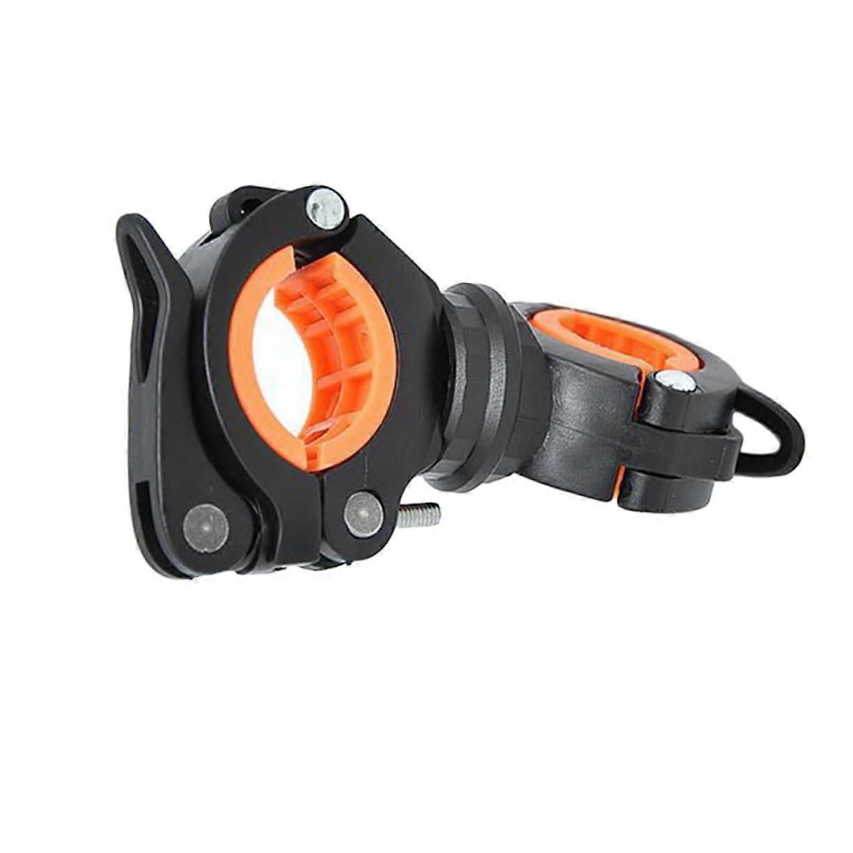 Bicycle Flashlight Holder Adjustable Plastic Bracket Quick Mount for Mountain Bike Front Light Black Orange