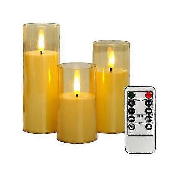 3Pcs Flameless Candle LED Night Lamp with Remote Control Flickering Flame Effect Battery Operated Candles Party Decorations