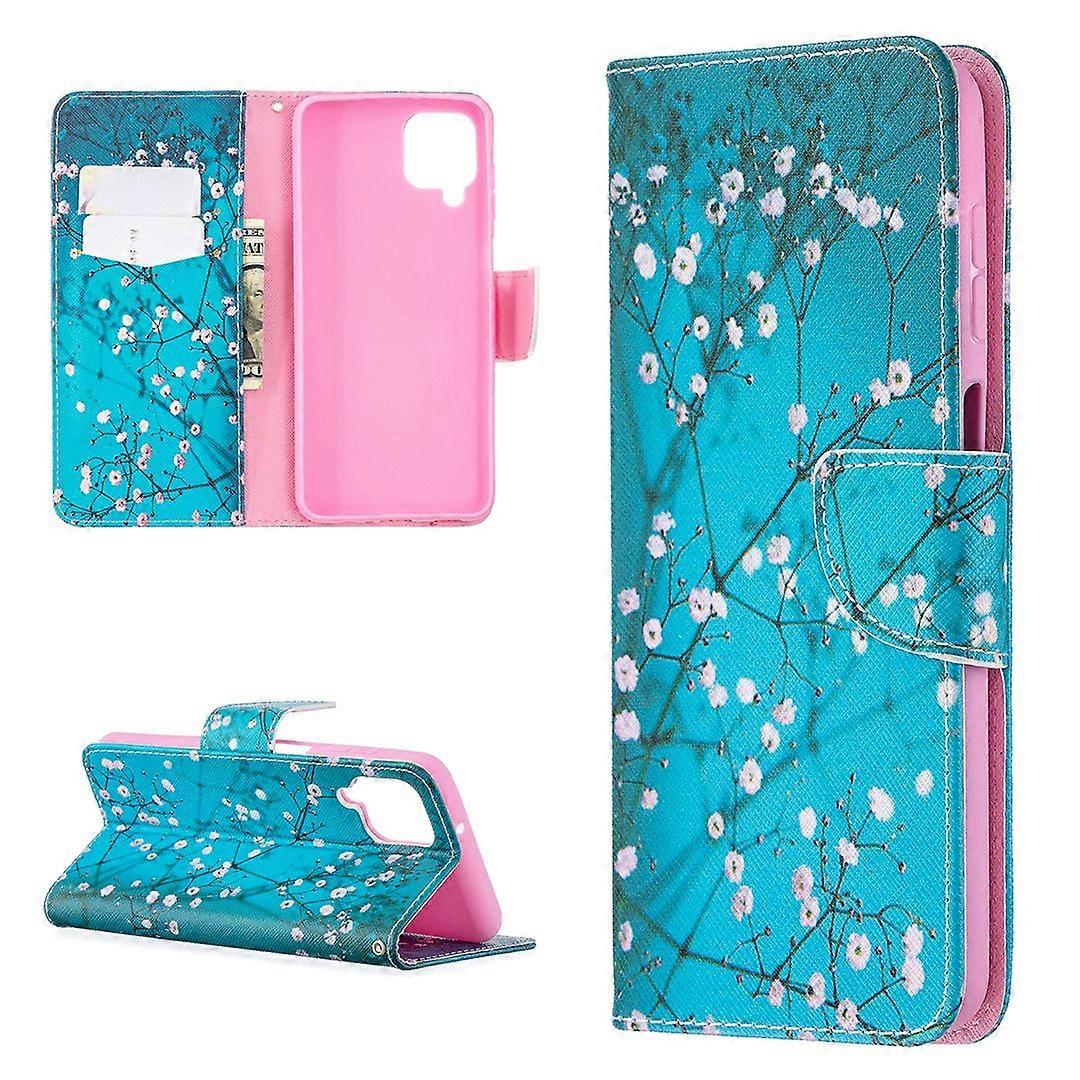 Pattern Printing Magnetic Leather Stand Case for Samsung Galaxy A12 - Wintersweet