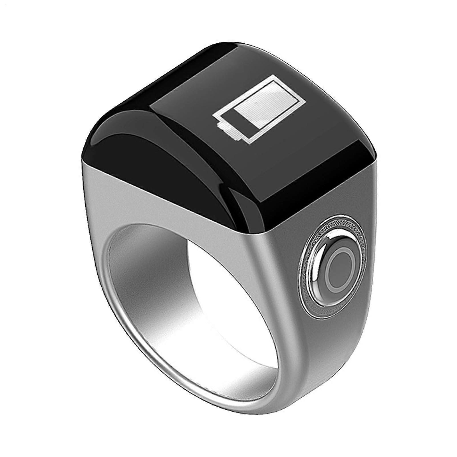 Prayer Counter Smart Finger Counter Electronic Ring With 5 Time Reminders Digital Clock Count Silver