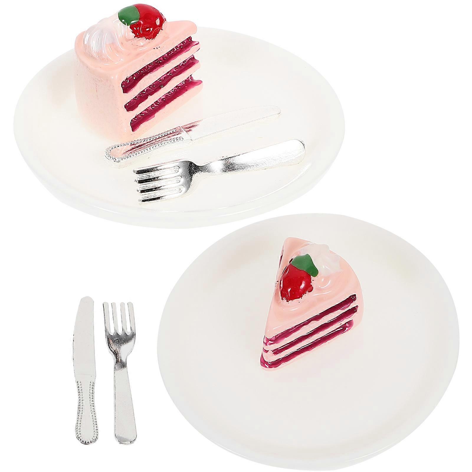 Mini Resin Dessert Models for Decoration 2 Sets Tableware ornaments
