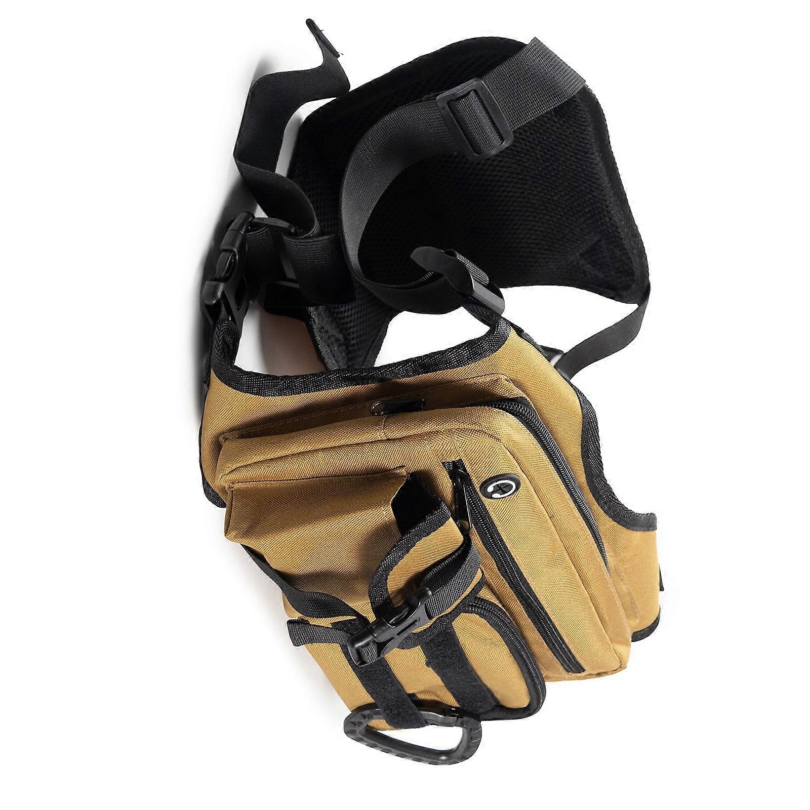 Compact Travel Chest Bag With Adjustable Shoulder Strap Tearproof Fabric Multi Functional Storage For Active Use  Khaki