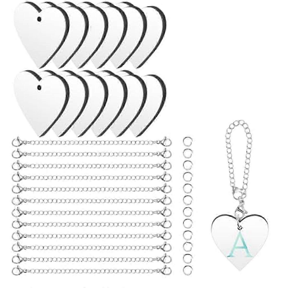 36PCS Sublimation Charm Accessories for Cup Name ID Charm for Tumbler Cup MDF Single Side Sublimation Blanks Bulk,Heart