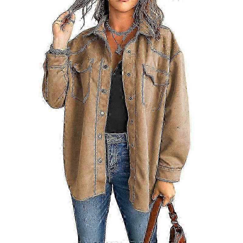 أزياء الخريف: طية صدر السترة النسائية معطف مخملي من جلد الغزلان على الطراز الرجعية مع تفاصيل الأدوات