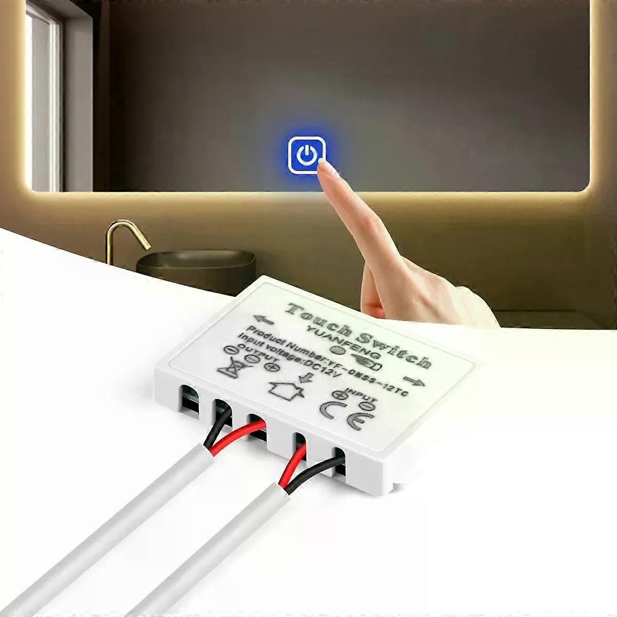 12V LED Dimmer Switch Capacitive Brightness Adjustable Touch Sensor Switch For Bathroom Mirror Light Backlight Decoration