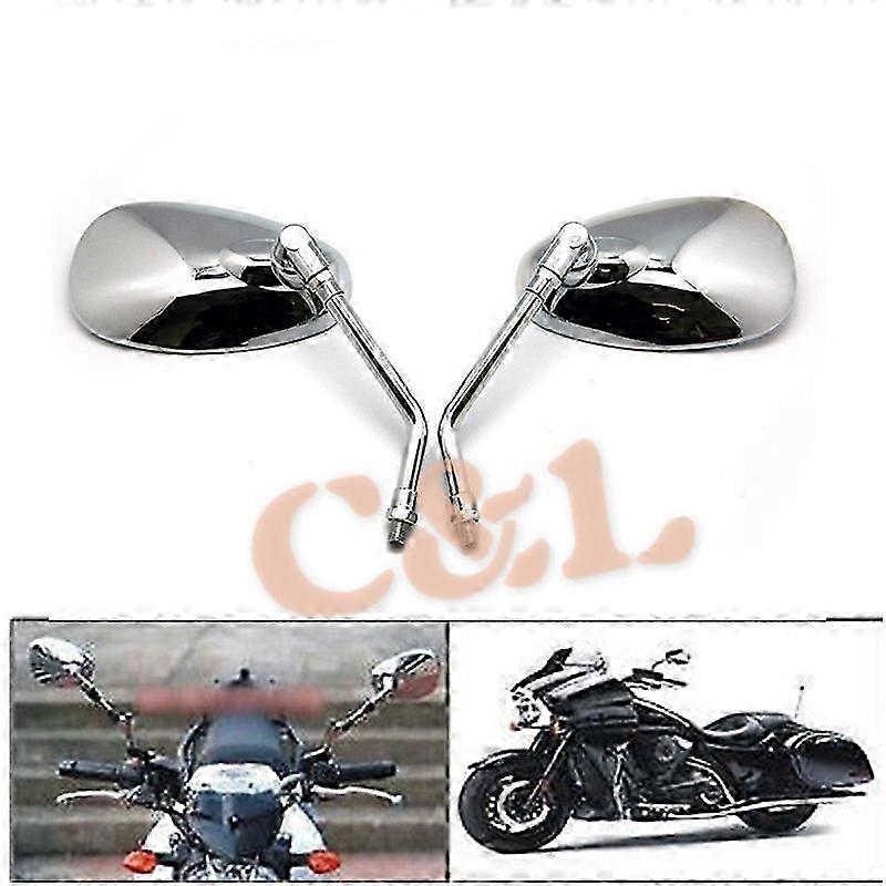 Chrome Big Custom Rearview Side Mirrors For Cruiser Chopper Motorcy...