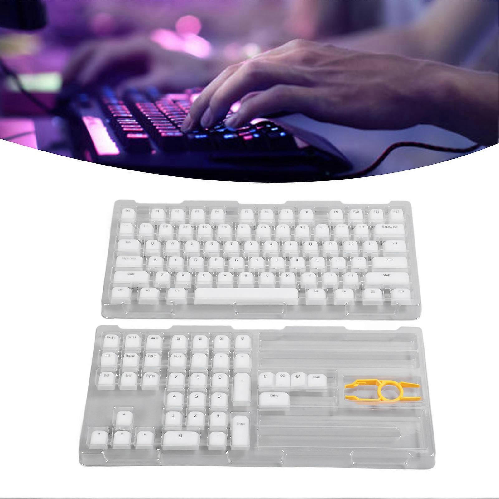 113 Keys PBT Original Height White Keycaps for 61-108 Keyboards