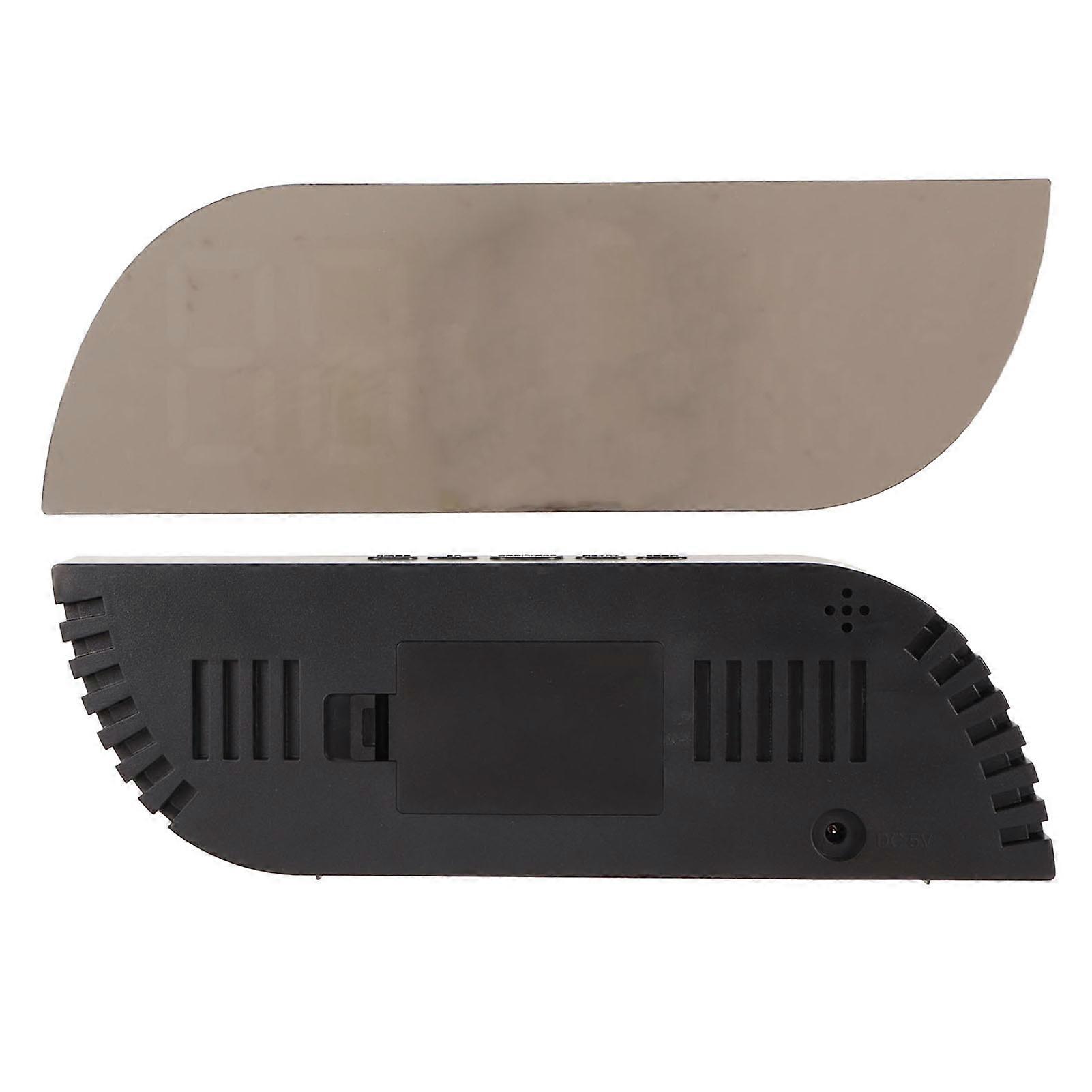 Digital Alarm Clock LED Mirror Display Temp Humidity Snooze