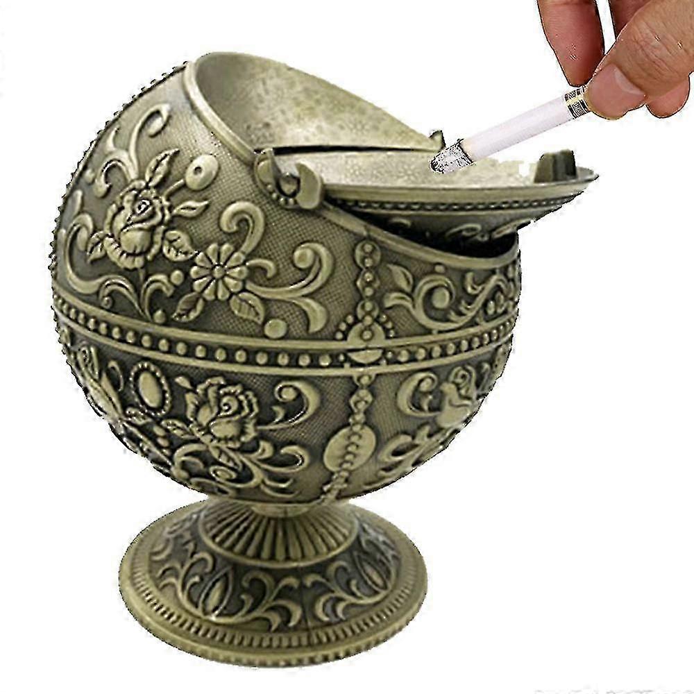 Retro Creativity Windproof Ashtray With Lid For Cigarette Metal