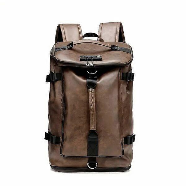 Men's multi-functional backpack, imitation leather, large capacity with combination lock
