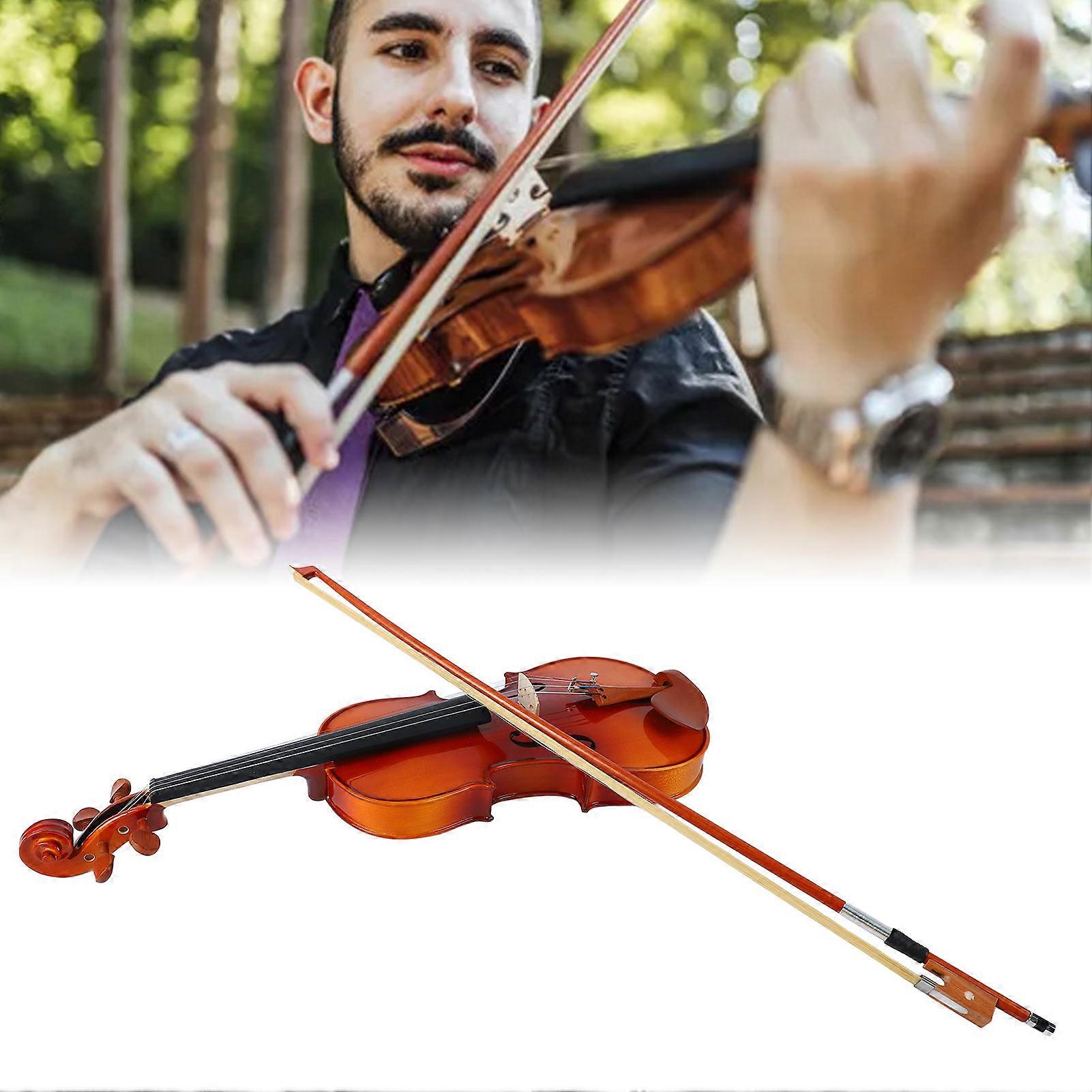 Violin 3/4 Solid Wood Acoustic Durable Bright 56 cm for Beginners