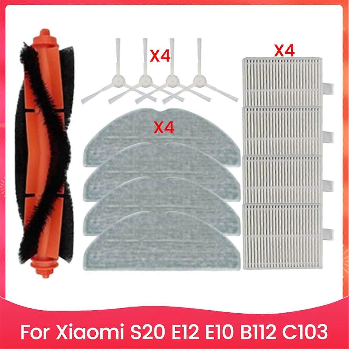 For S20 E12 E10 B112 C103 Robot Vacuum Accessories Replacement Parts Main Brush Side Brush Filter Mop Cloth Set