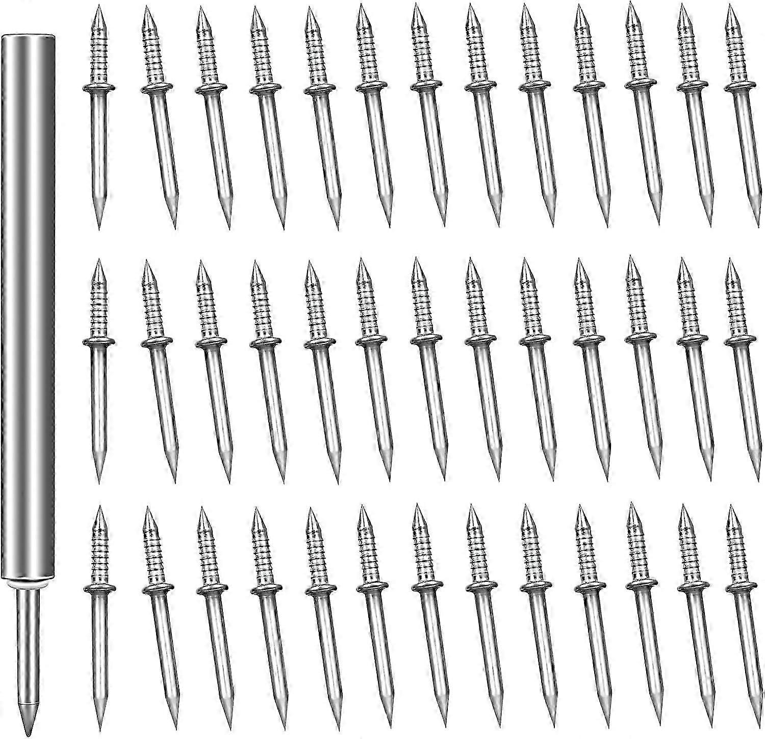 200 Pieces Double Head Nail, Double Head Seamless Nails for Skirting Boards Invisible No Trace Safety Screws with 3 Nail Specific Socket Tool for