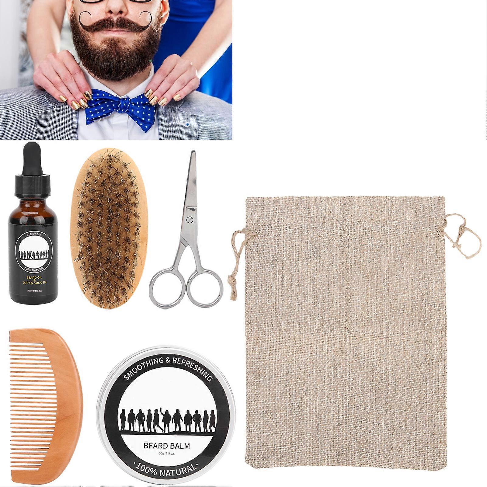 Men's Beard Growth Kit with 60g Cream, 30ml Oil, Comb & Scissors
