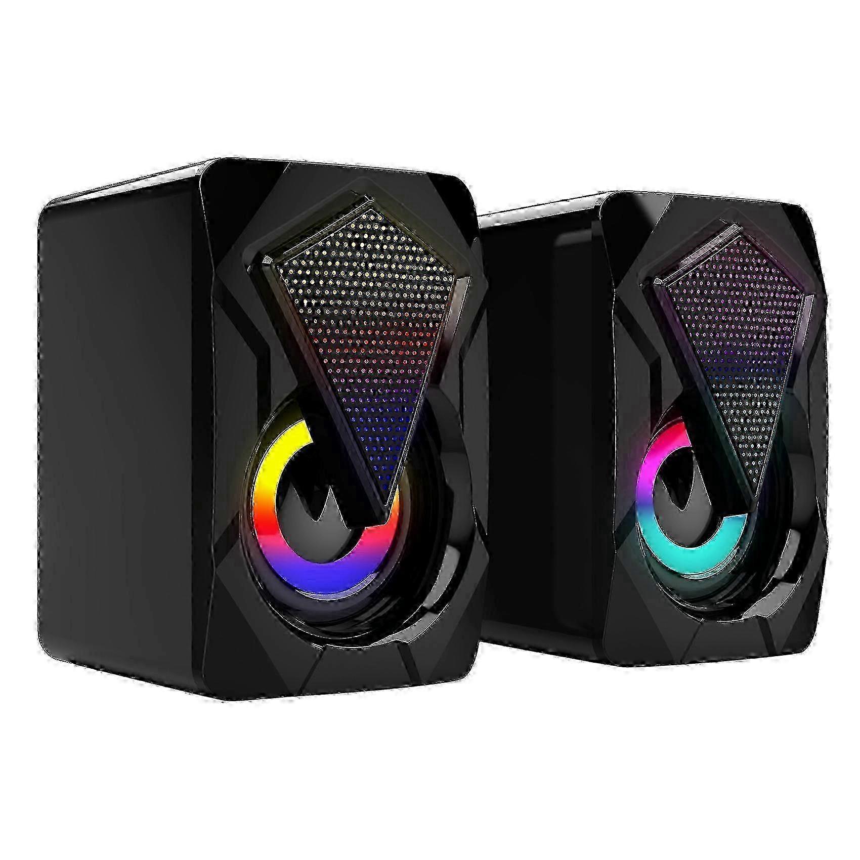 Enceinte filaire USB X2 pour ordinateur, caisson de basses multimédia, éclairage coloré, RVB, pour jeux de bureau