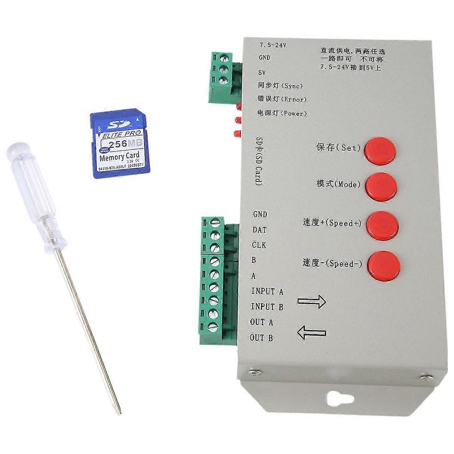 وحدة تحكم RGB LED T1000S بطاقة SD 2048بكسل وحدة تحكم ل WS2801