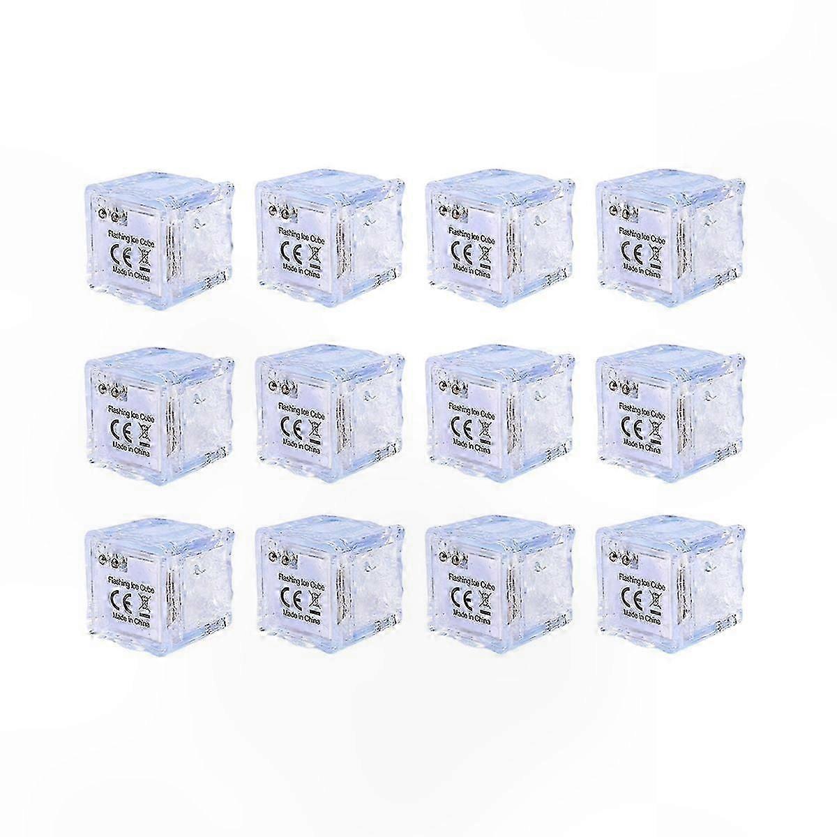 Multi-Color Flashing Waterproof LED Ice Cubes, 12-Pack Glow-in-the-Dark Light-Up Party Decorations for Drinks and Events