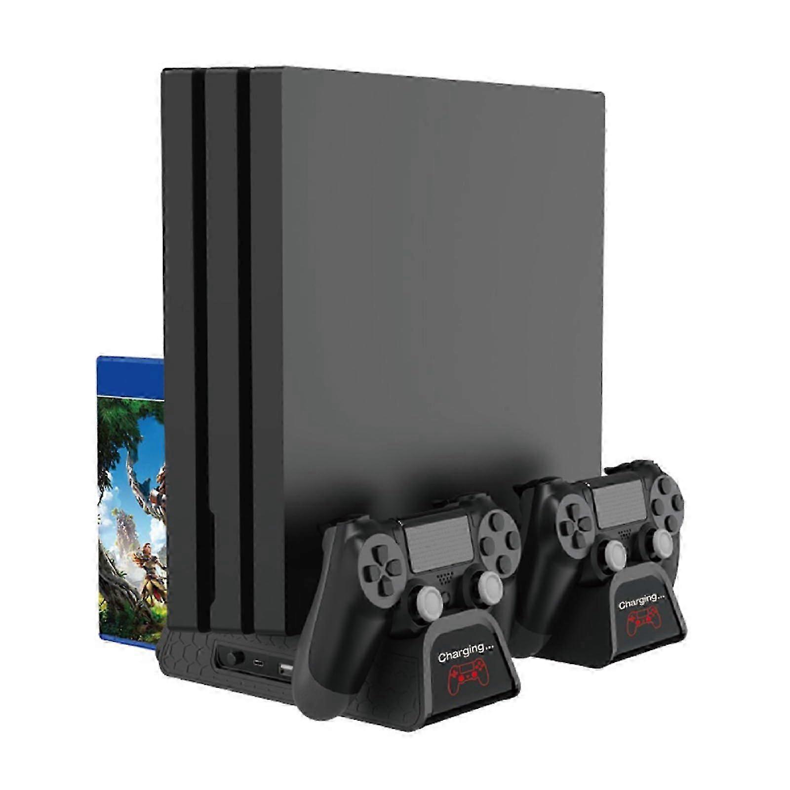 Multifunctional Cooling Stand for PS4, Vertical Cooler Fan and Controller Charging Station with LED Indicators, Dock Stand with 12 Games Storage 2025