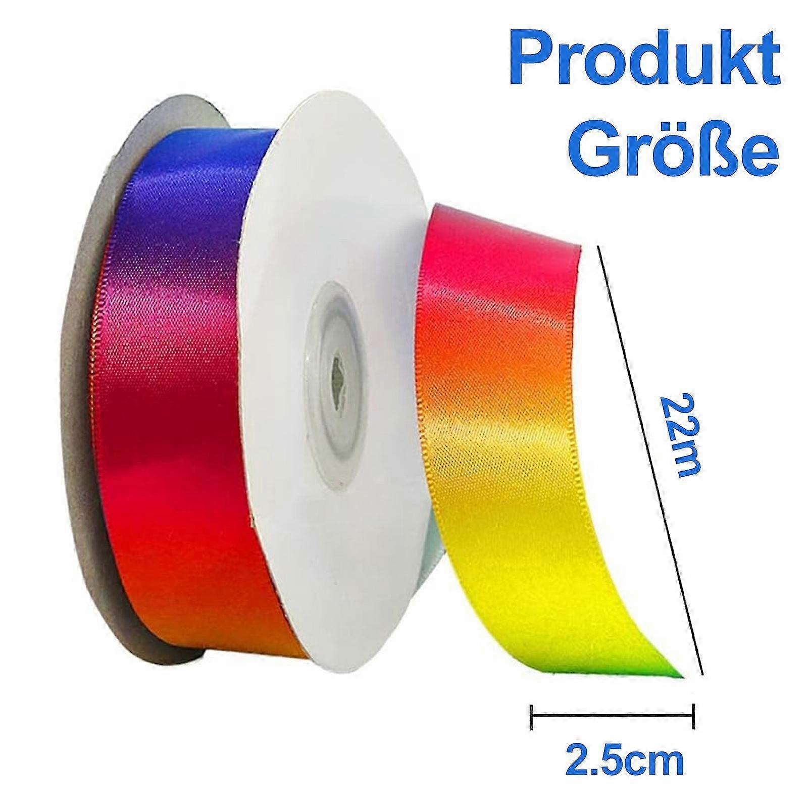 Decorative Ribbon For Diy Craft, Smooth Surface Double Face Satin Rainbow Ribbon 2Cm X 22M, Polyester Material Quality Ribbon With Luxurious Touch 202