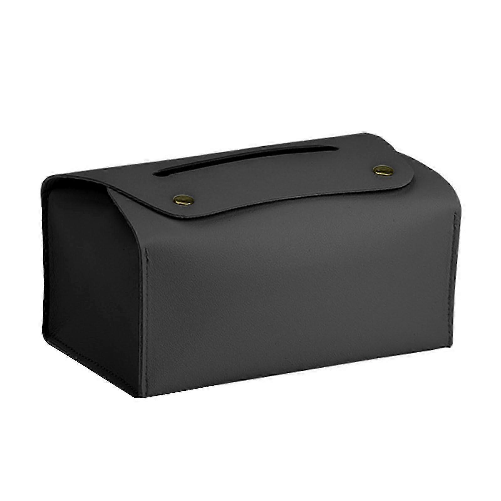 PU Leather Tissue Dispenser Rectangular Black Tissue Box Modern Tabletop Organizer Elegant Home Decor 2025