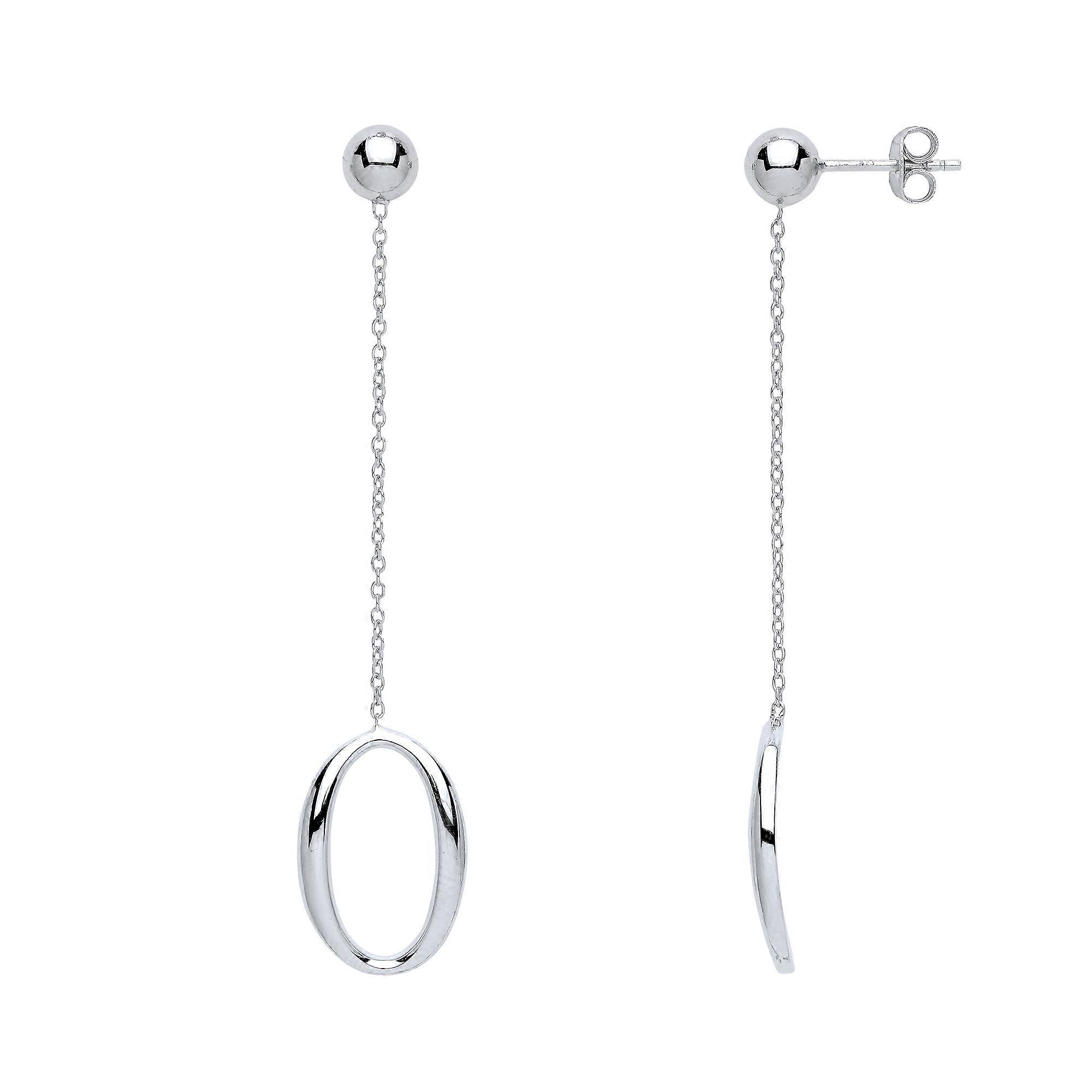 Jewelco London 女士纯银摇摆椭圆环式耳环