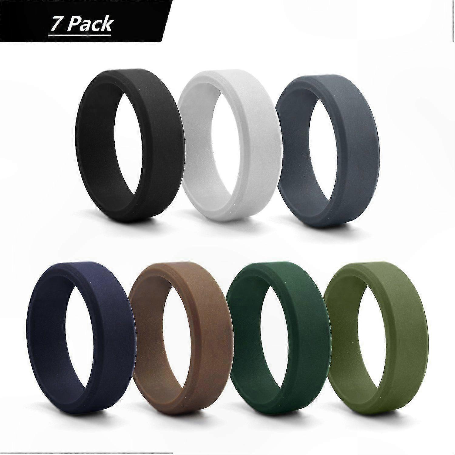 Silicone Wedding Bands for Men, 8mm Wide with Bumped Edge, Sizes 7-14, Durable for Gym, Work, and Special Ocns