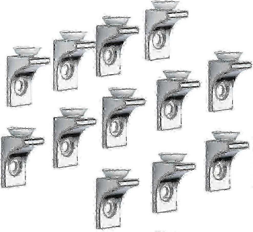 Glass Shelf Bracket, 12 Pcs Zinc Alloy Polished Chrome Right Angle Shelf Support Fixing Clip With Suction Cup