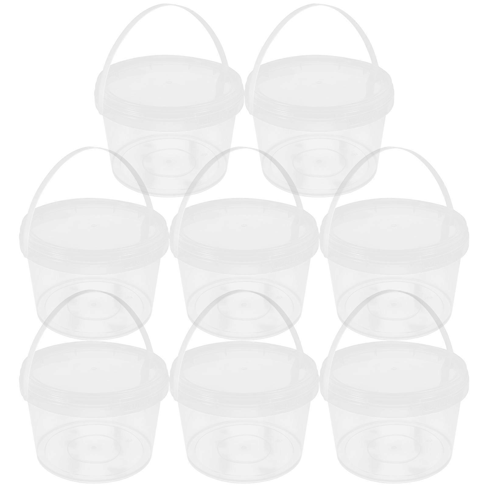 Small Transparent Buckets Round Water Bucket Pp Material Storage Container 8Pcs