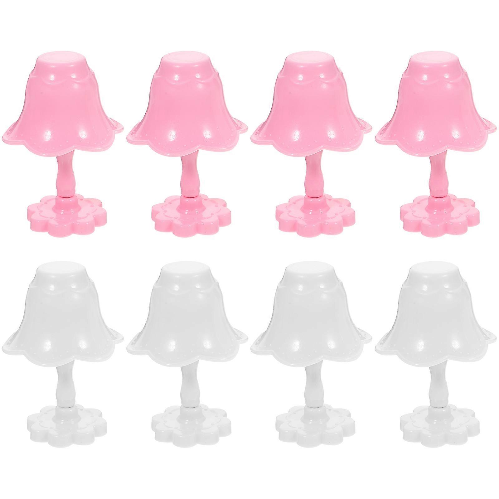 Miniature Desk Lamp Model for Decor 8Pcs Mini House Bedside Light Ornament