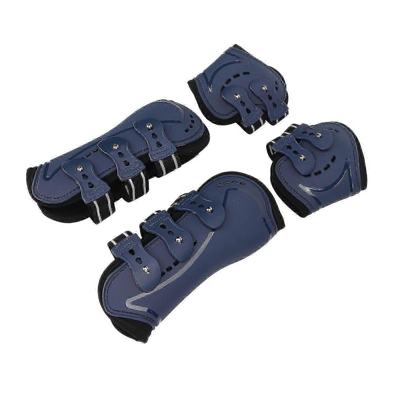 Horse Tendon Boots Adjustable Open Front Fetlock Boot Breathable Protective Horse Jumping Tendon Boots Blue Set of 4 L