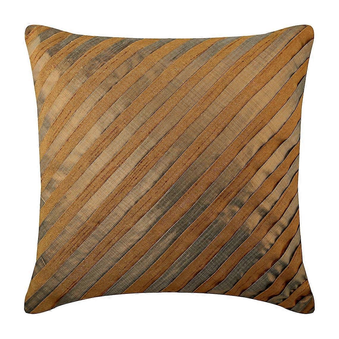 HomeCentric Pack of 2 22x22 inch Pillow Cases Gold Copper Striped Metallic Textured Square Covers for Couch - Compatible with Unfolding