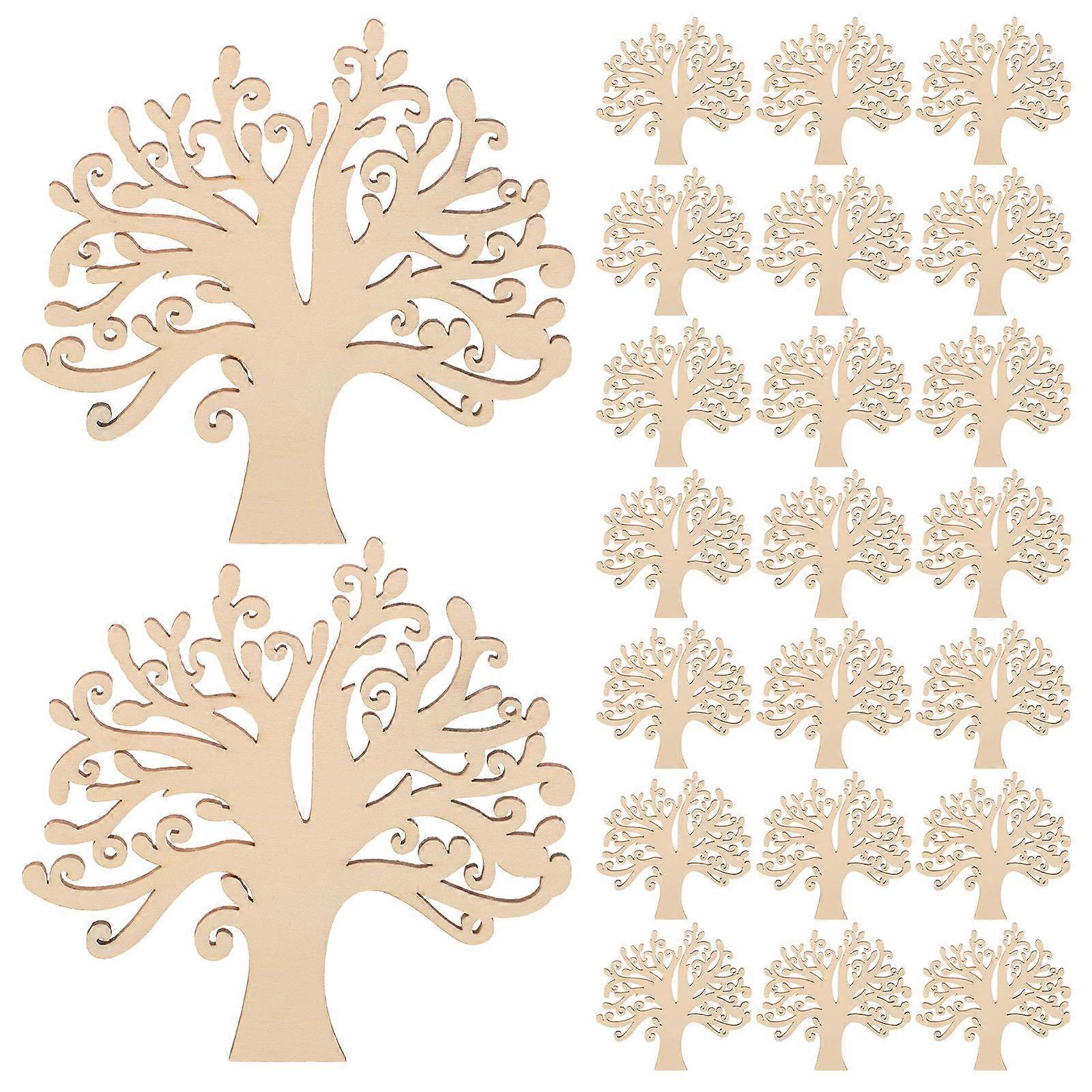 Wooden Tree Cutout Ornament Tree Wooden Cut Outs with 60Pcs for Home Use