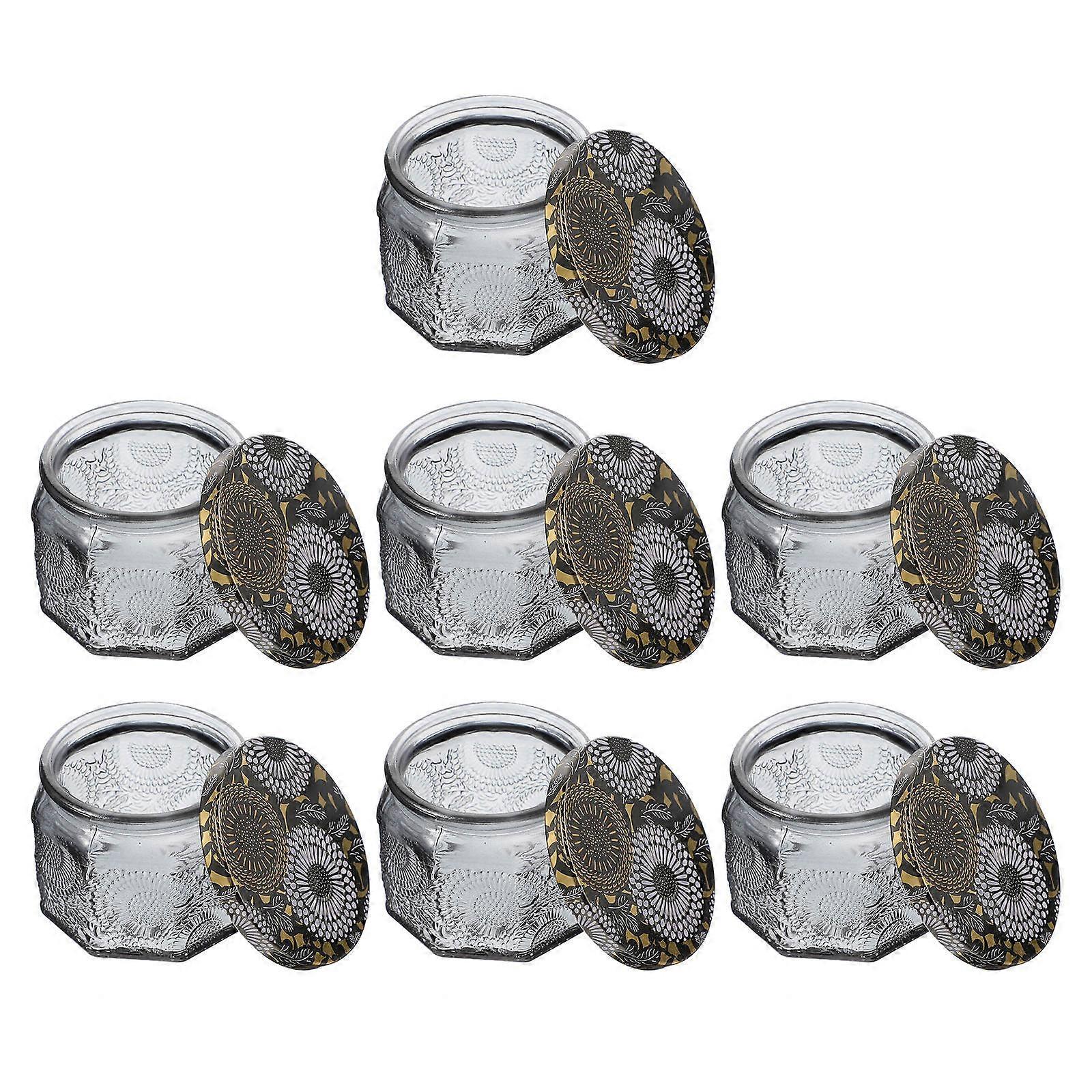 Glass Candle Container Embossed Jar for Storage 14Pcs Candle Making