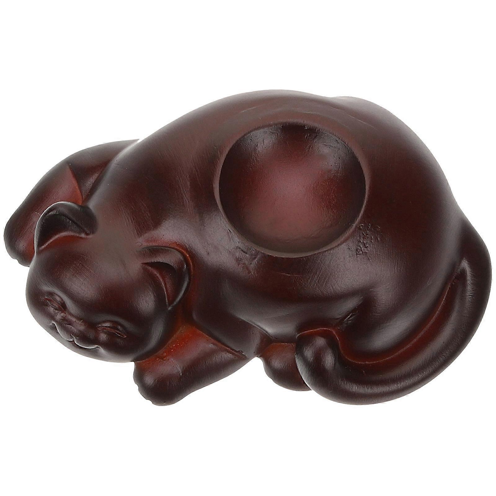 Decorative Cat Figurine Crystal Ball Holder for Display 3Pcs Resin Stand